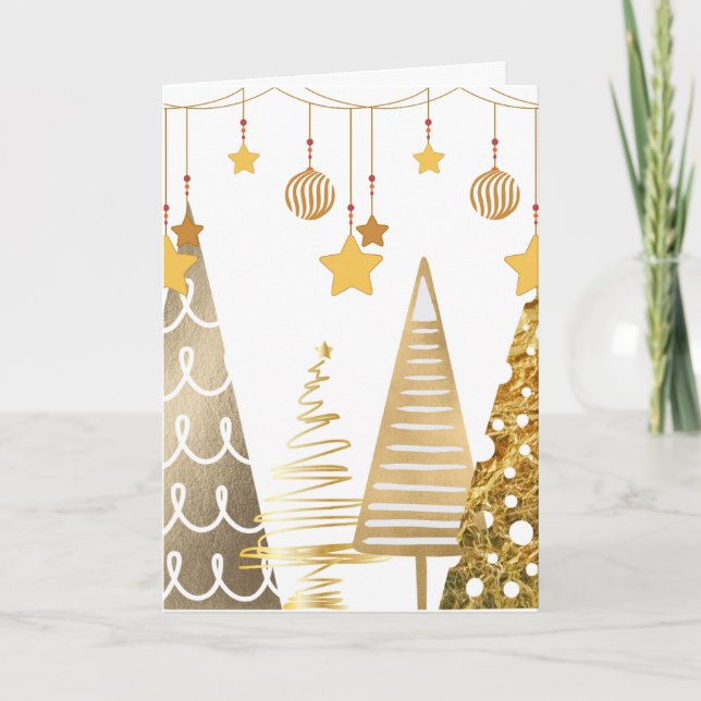 Guld Charms Träd, Baubles & Dekorations Helgkort (Framsida)