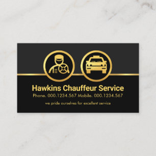 Guld Chauffeur Taxi Car Gräns Visitkort