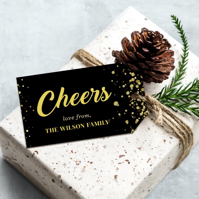 Guld Cheers nya Helgdag-Märkre för familjen Presentetikett (Skapare uppladdad)