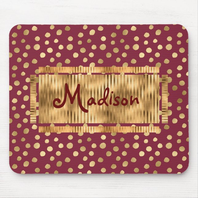 Guld Cheetah Burgundy Chic Elegant Snyggt Trendig Musmatta (Framsidan)