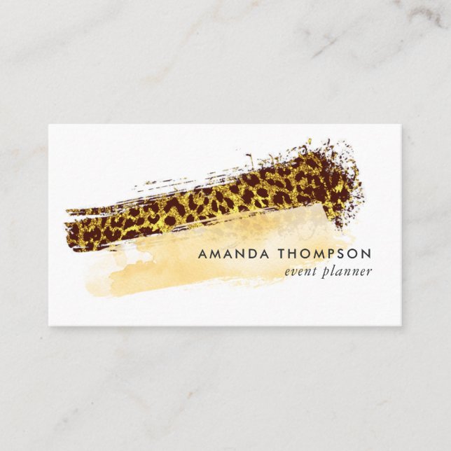 Guld Cheetah Hud Borstdrag Visitkort (Framsida)