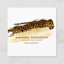 Guld Cheetah Skin-penseldrag Fyrkantigt Visitkort