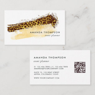 Guld Cheetah Skin-penseldrag QR-kod Visitkort