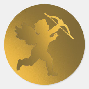 guld cherub runt klistermärke