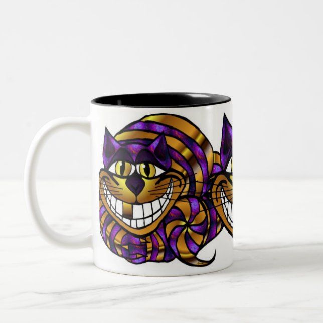 Guld- Cheshire kattmugg Två-Tonad Mugg (Vänster)
