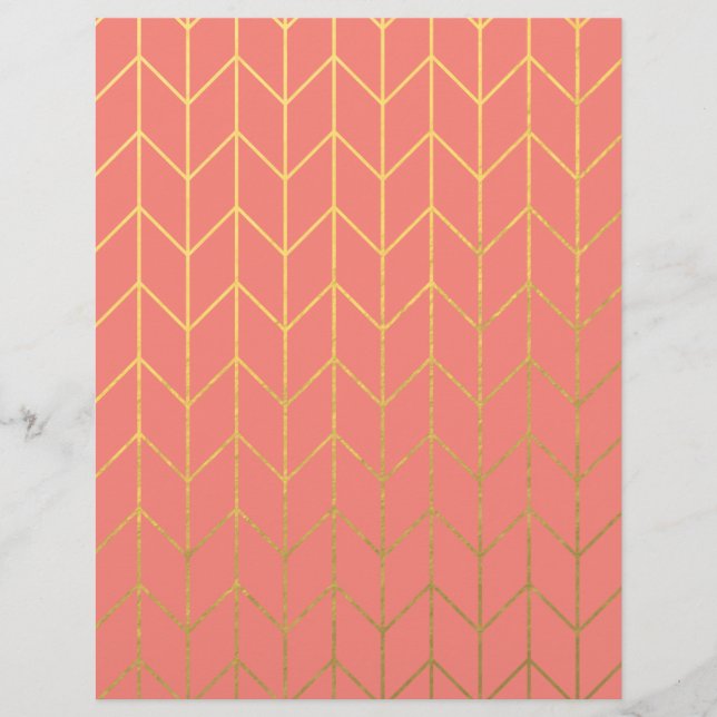 Guld Chevron Coral Rosa Background Modern Chic Reklamblad (Framsidan)