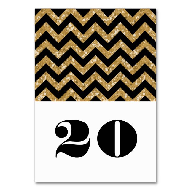 Guld Chevron Glitter Bord-kort Bordsnummer (Framsidan)