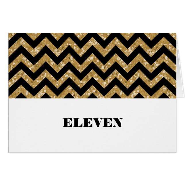 Guld Chevron Glitter Bord-kort Hälsningskort (Framsidan Horizontal)