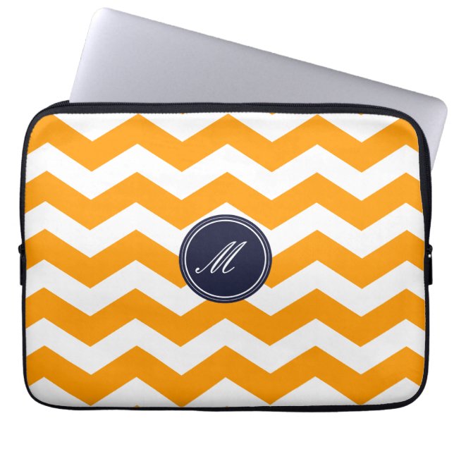 Guld Chevron Mönster Laptop sleeve (Framsidan)