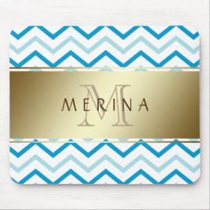 Guld Chevron Mönster Monogram Personalize Musmatta