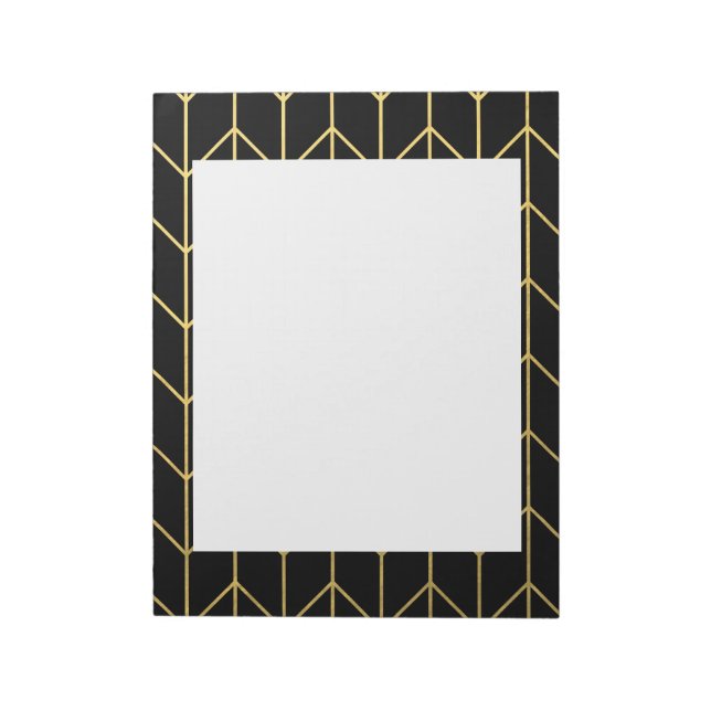 Guld Chevron på Black Background Modern Chic Anteckningsblock (Roterad)