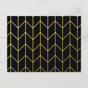 Guld Chevron på Black Background Modern Chic Vykort