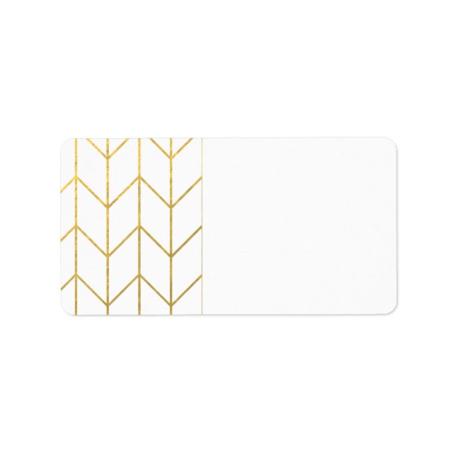 Guld Chevron White Background Modern Chic Adressetikett (Framsidan)