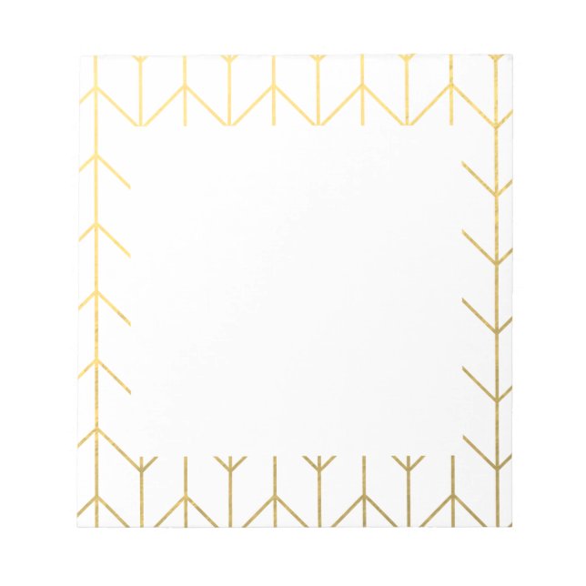 Guld Chevron White Background Modern Chic Anteckningsblock (Framsida)