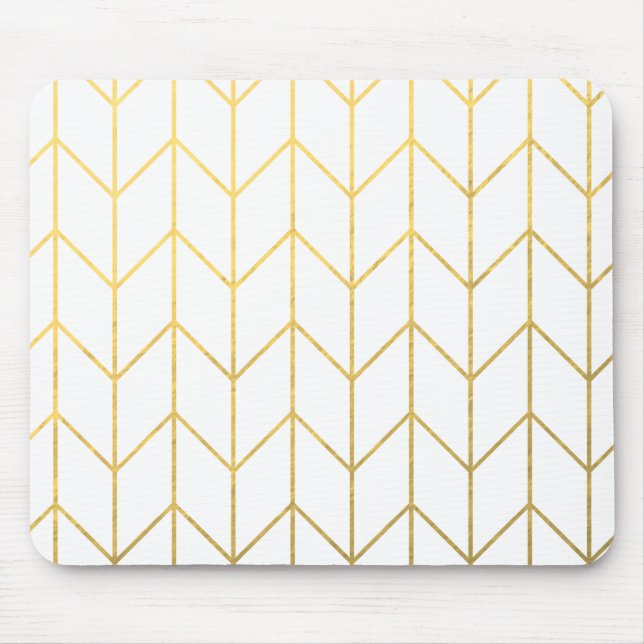 Guld Chevron White Background Modern Chic Musmatta (Framsidan)