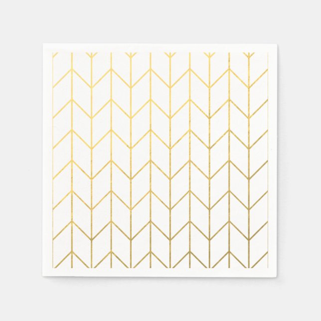 Guld Chevron White Background Modern Chic Pappersservett (Framsidan)