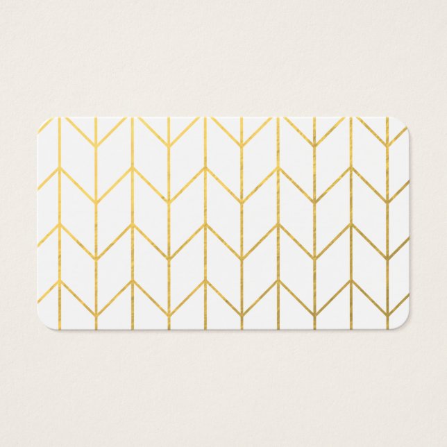Guld Chevron White Background Modern Chic Visitkort (Framsidan)
