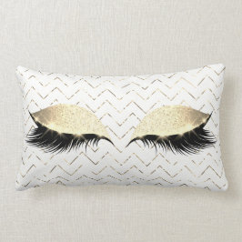 Guld Chevron White Foxier Öga Black Glitter Makeup Lumbarkudde