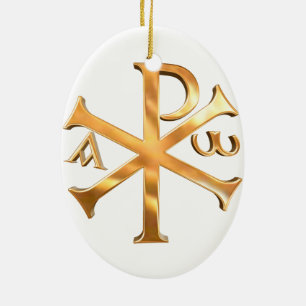 Guld- Chi-Rho Julgransprydnad Keramik