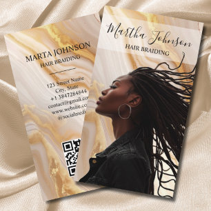 Guld Chic Afro American Braids Braiding QR Code Visitkort