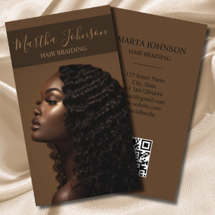 Guld Chic Afro American Braids Braiding QR Code Visitkort