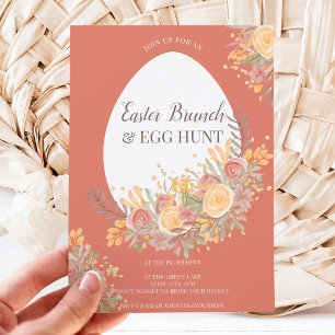 Guld chic blommigt vattencolor påsk brunch-äggjakt inbjudningar
