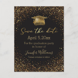guld chic glitter svart studenten sparar datumet meddelande vykort