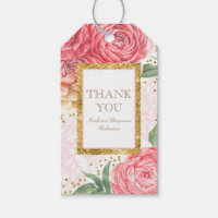 Guld- chic konfetti- och rosavattenfärgblommor