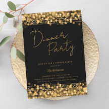 Guld Chic Ljusskript Middagsparty Svart