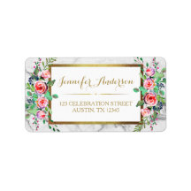 Guld Chic Marble Bevackra Blommigt Ro