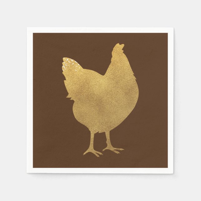 Guld Chicken Silhouette Pappersservett (Framsidan)
