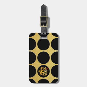 Guld China Papercut Black Dots G Luggage Tag Bagagebricka