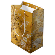 Guld Chinoiserie Blommigt Gift Bag