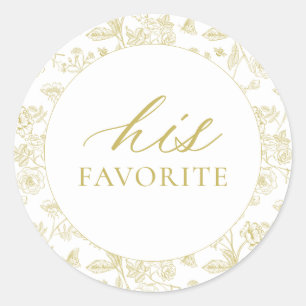 Guld Chinoiserie-Blommigten hans favoriter Runt Klistermärke