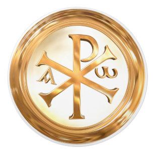 Guld- ChiRhoMonogram Knopp