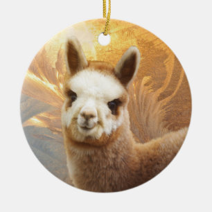 Guld- Chirstmas för Alpaca prydnad Julgransprydnad Keramik
