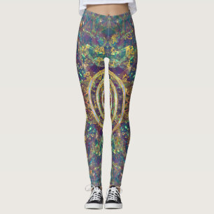Guld- Choku Rei symbol och Reiki Precepts Leggings