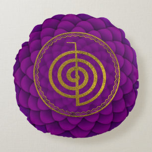 Guld- Choku Rei symbol på lotusblomma Rund Kudde