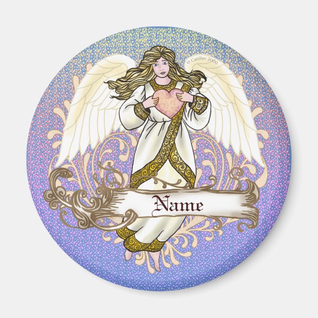 Guld Christian Angel Heart magnet (Framsidan)