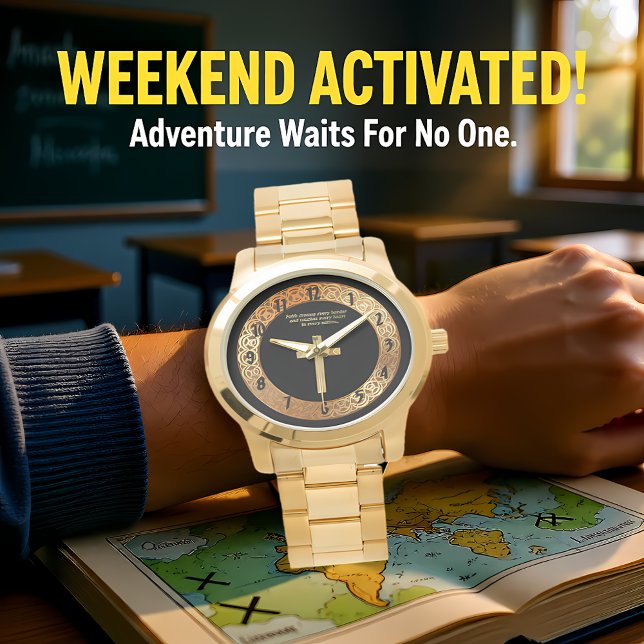 Guld Christian Faith kor med roligt ordspråk Armbandsur (Skapare uppladdad)