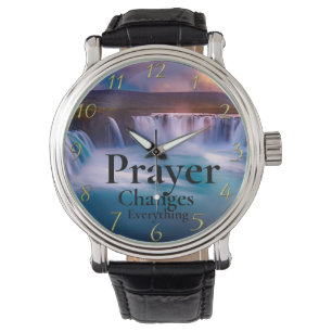 Guld Christian Faith Prayer ändrar allt Armbandsur