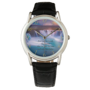 Guld Christian Faith Prayer John 3:16 Armbandsur
