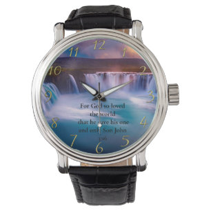 Guld Christian Faith Prayer John 3:16 Armbandsur