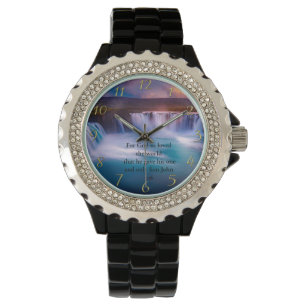 Guld Christian Faith Prayer John 3:16 Armbandsur