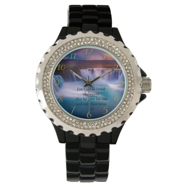Guld Christian Faith Prayer John 3:16 Armbandsur (Framsida)