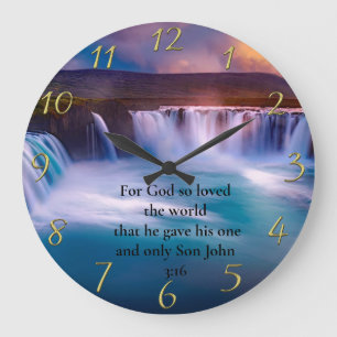 Guld Christian Faith Prayer John 3:16 Stor Klocka