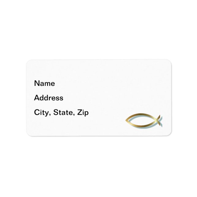 Guld Christian Fish Adressetikett (Framsidan)