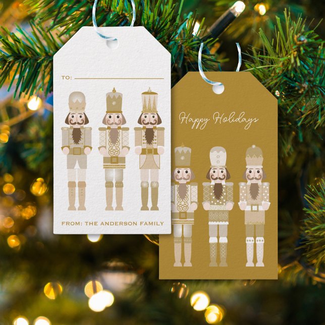 GULD CHRISTMAS NUTCRACKER GIFT STICKER PRESENTETIKETT (Skapare uppladdad)
