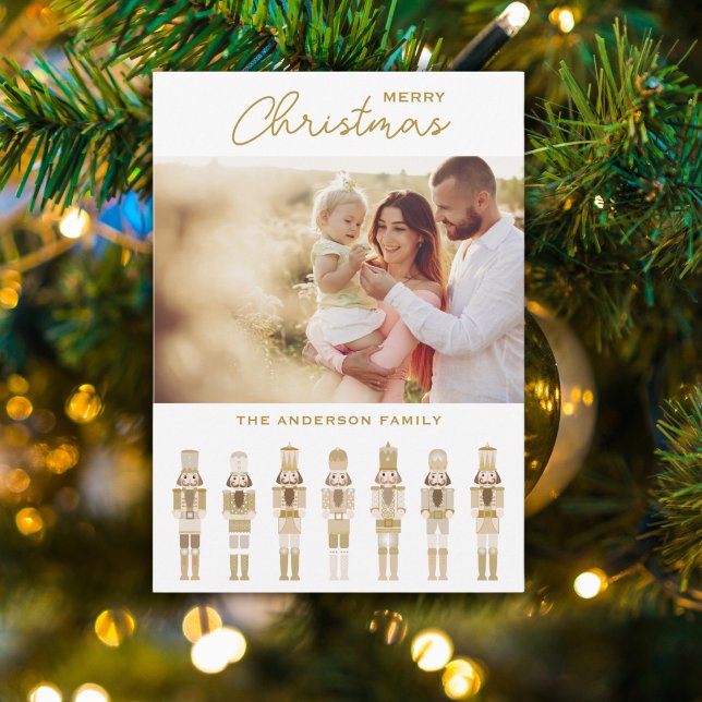 GULD CHRISTMAS NUTCRACKER PHOTO GREETING CARD INBJUDNINGAR (Skapare uppladdad)