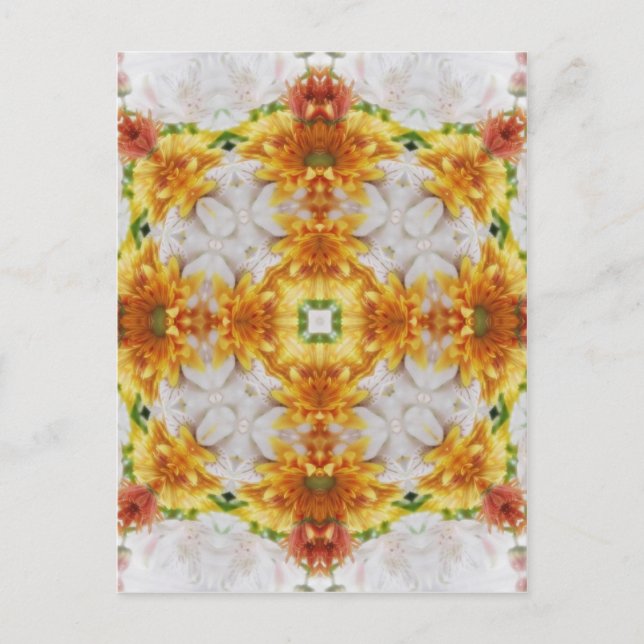 Guld Chrysanthemum Kaleidoscope art 1 Vykort (Framsida)